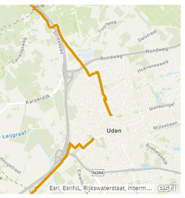 Doorgaande fietsroute in Uden