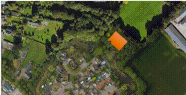 Afbeelding met luchtfoto van hondenuitlaatveld Melkpad 